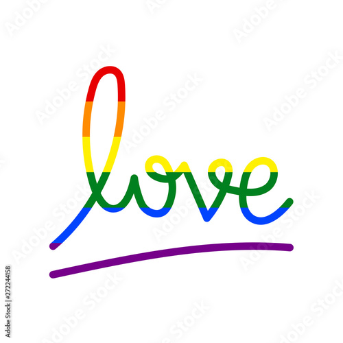 Rainbow love word of LGBT flag