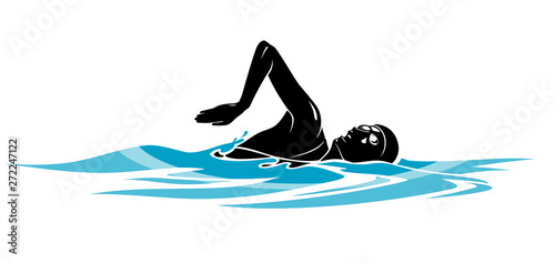 Freestyle Female Swimmer on Surface Water