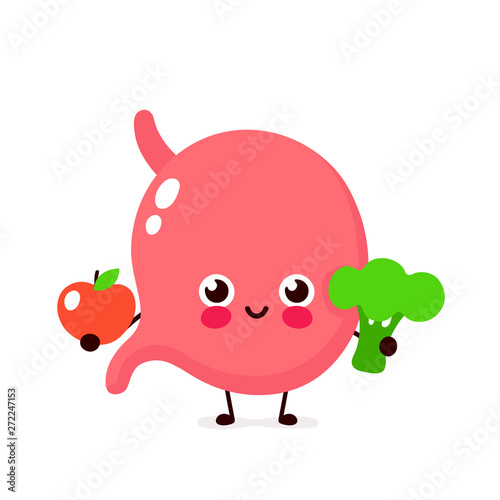 Cute healthy happy stomach character