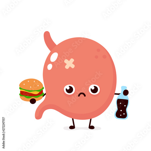 Sad unhealthy sick stomach with bottle 