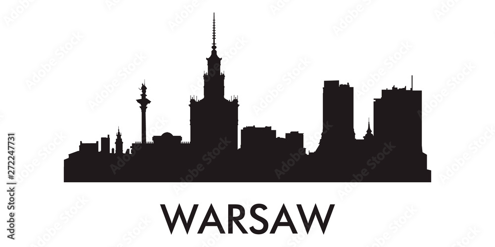 Warsaw skyline silhouette vector of famous places