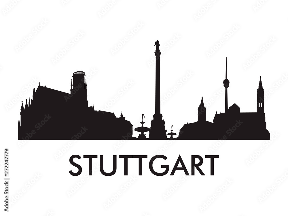 Stuttgart skyline silhouette vector of famous places