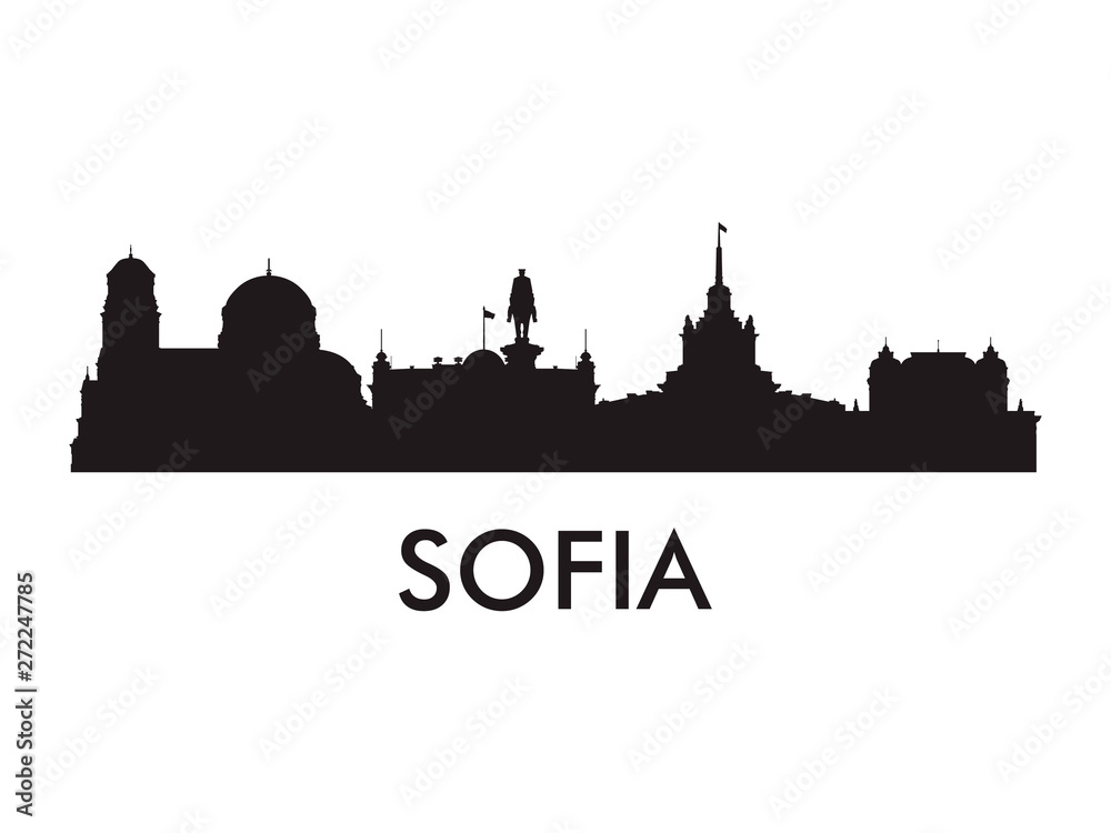 Sofia skyline silhouette vector of famous places