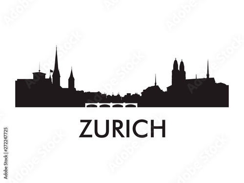 Zurich skyline silhouette vector of famous places