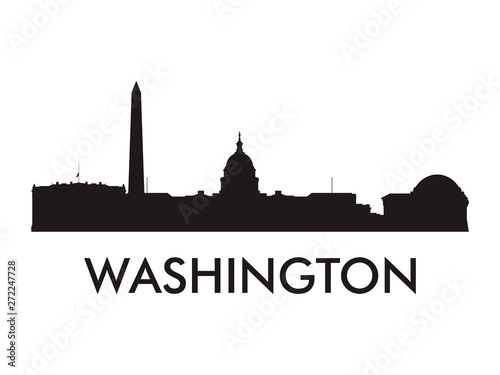 Washington skyline silhouette vector of famous places