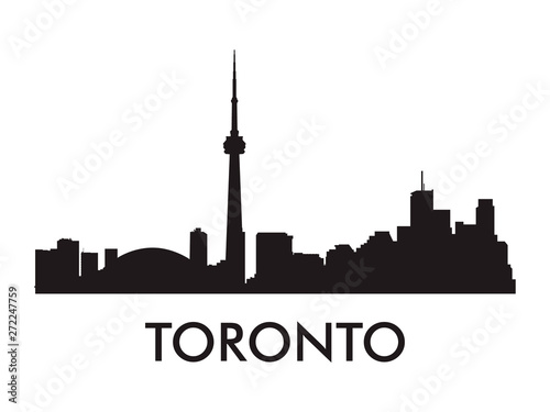 Toronto skyline silhouette vector of famous places