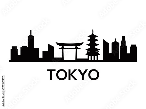 Tokyo skyline silhouette vector of famous places