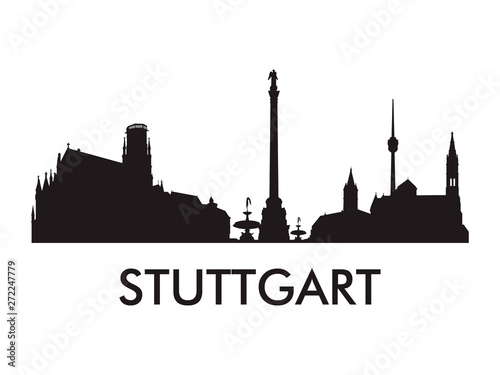 Stuttgart skyline silhouette vector of famous places #272247779