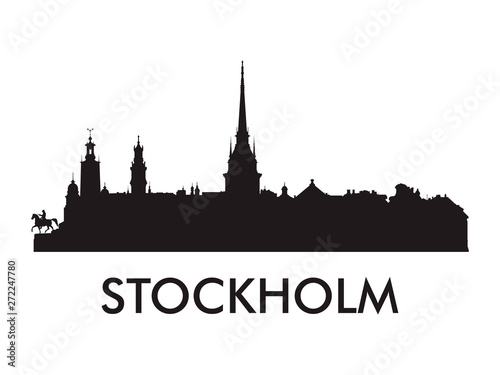 Stockholm skyline silhouette vector of famous places