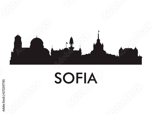 Sofia skyline silhouette vector of famous places