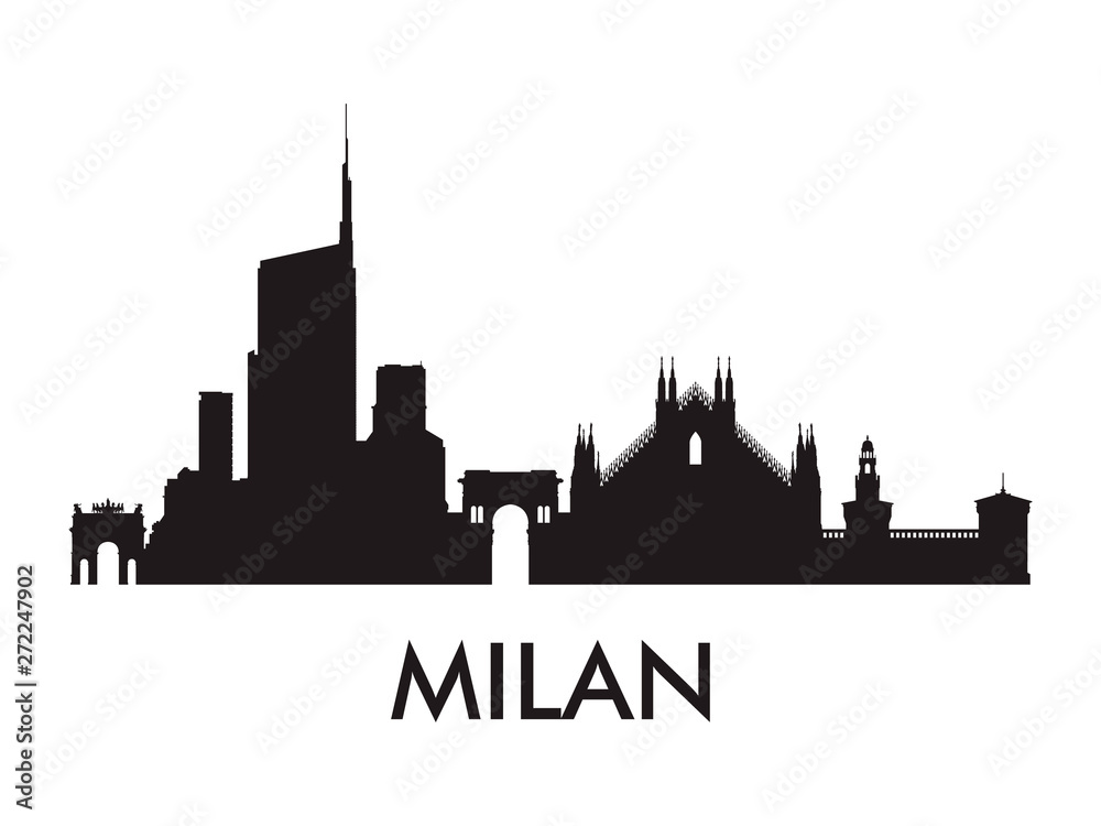 Milan skyline silhouette vector of famous places