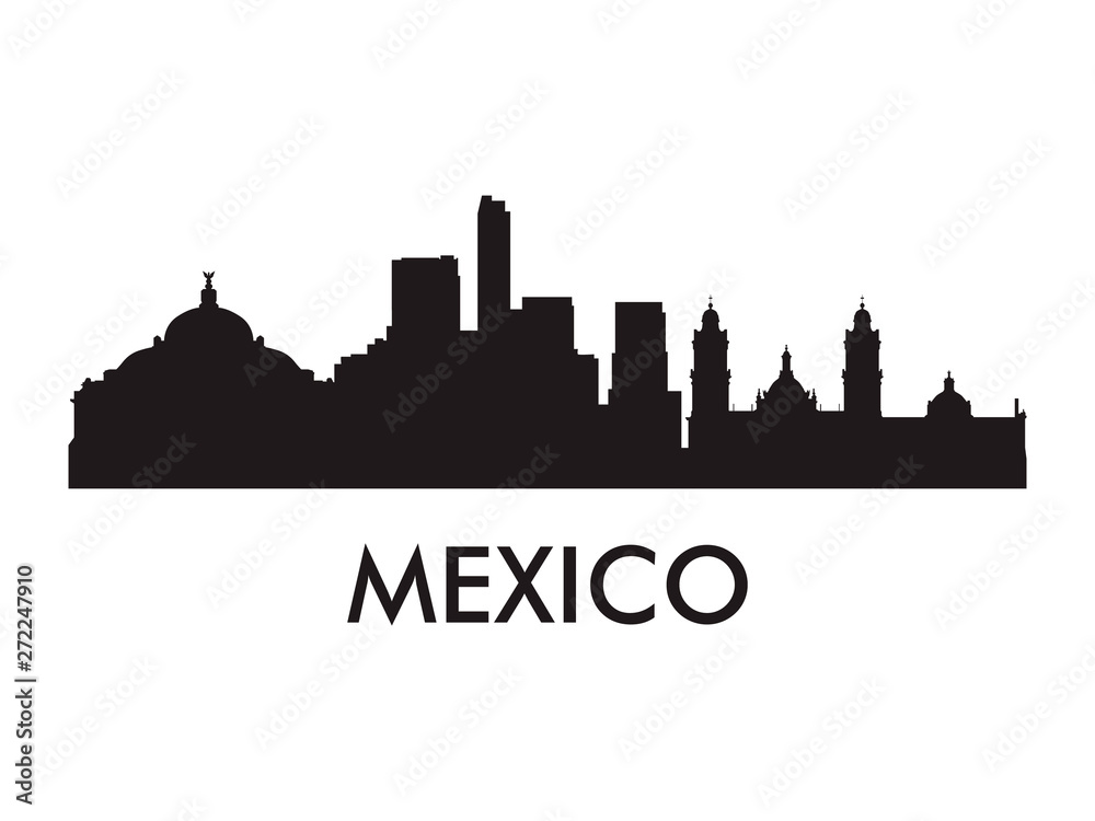 Mexico skyline silhouette vector of famous places