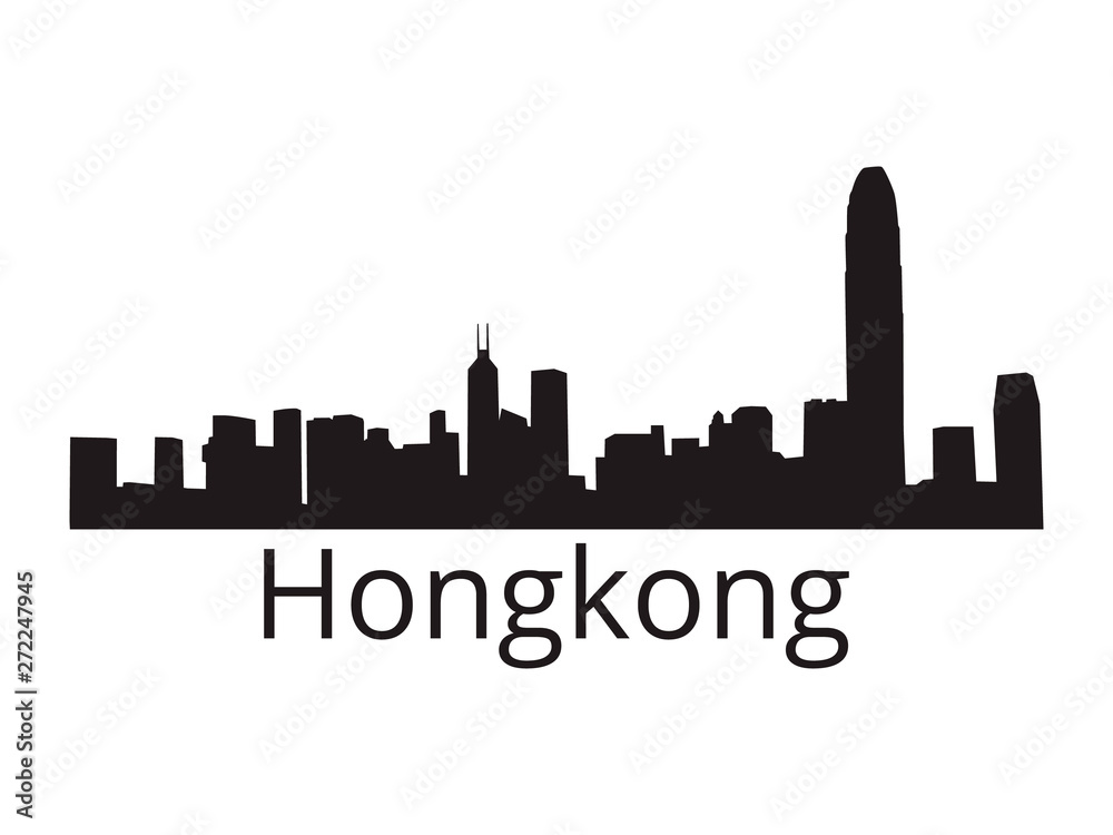 Hong Kong skyline silhouette vector of famous places