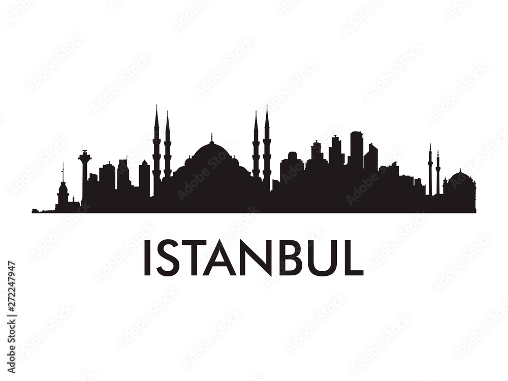 Istanbul skyline silhouette vector of famous places