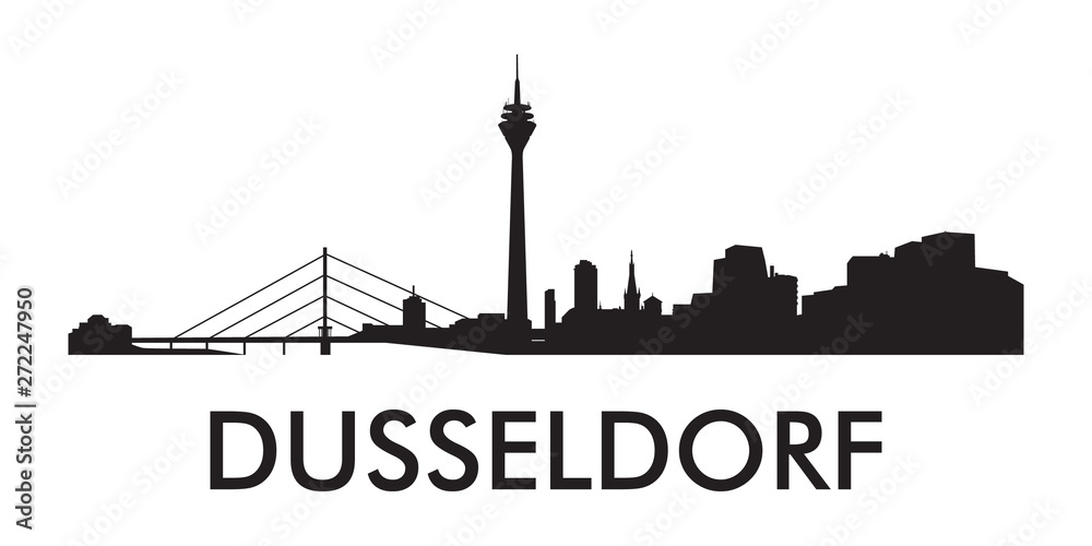 Dusseldorf skyline silhouette vector of famous places