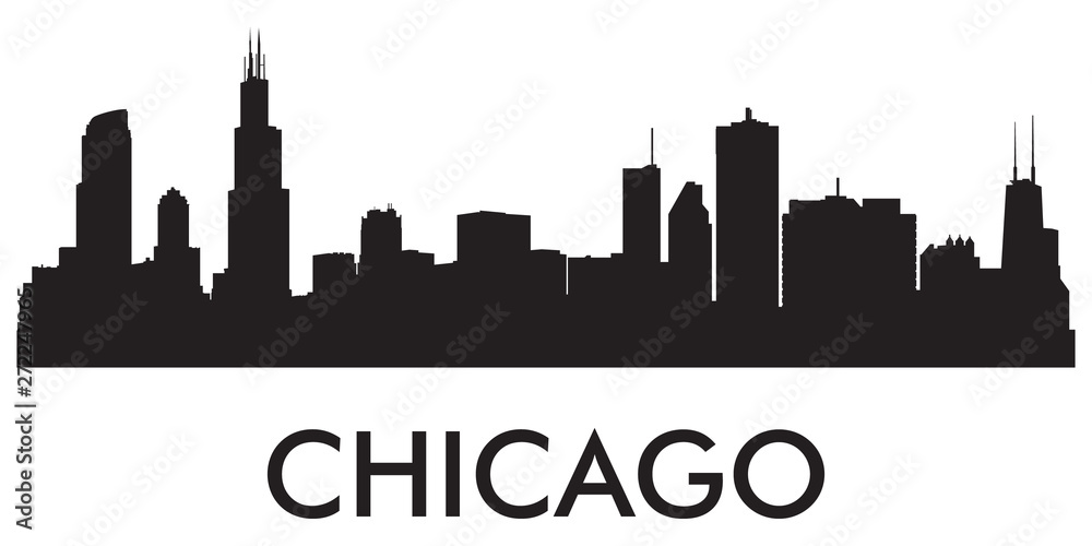 Obraz premium Chicago sylwetka wektor znanych miejsc