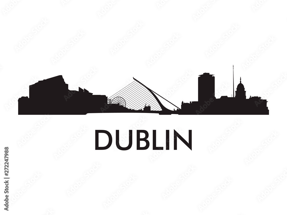 Dublin skyline silhouette vector of famous places