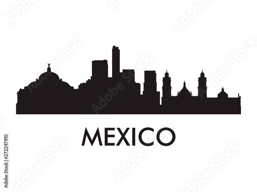 Mexico skyline silhouette vector of famous places