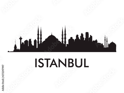 Istanbul skyline silhouette vector of famous places #272247947