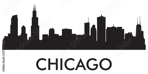 Chicago skyline silhouette vector of famous places #272247965
