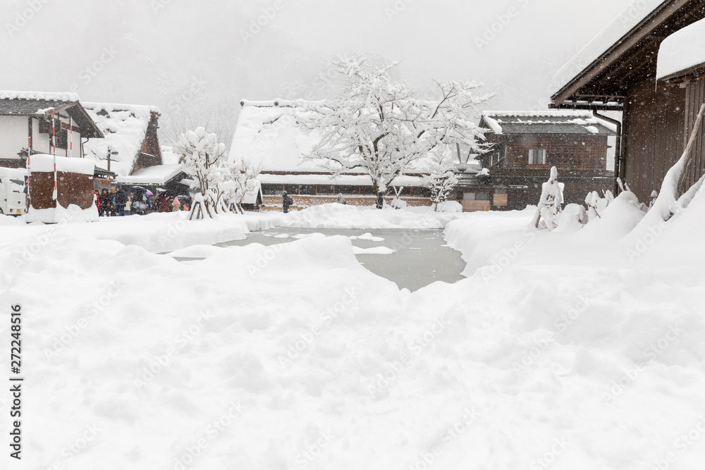 shirakawa go village in the winter snow season