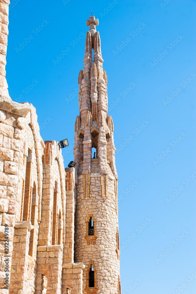Part of spain basilica with tower. Architecture of medieval.