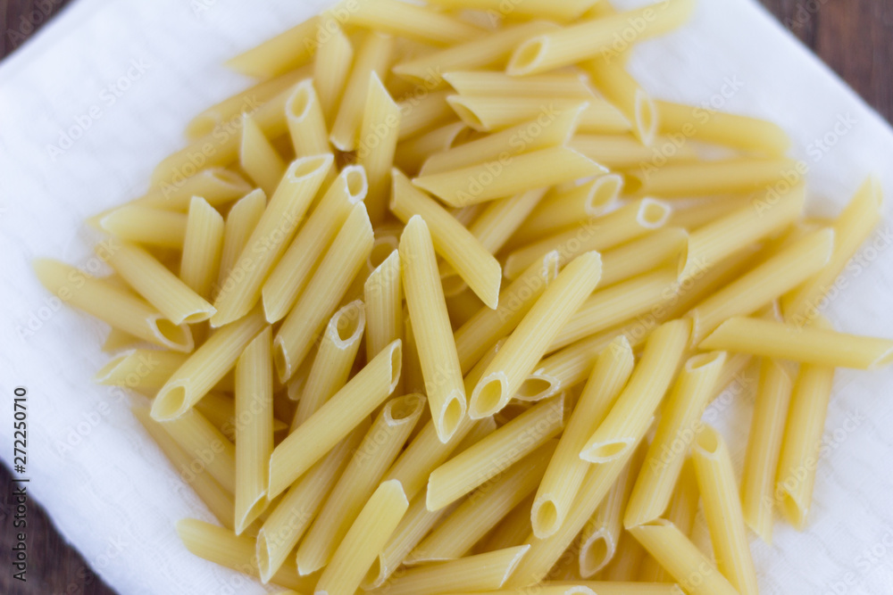 pasta,dry pasta on a napkin,close-up