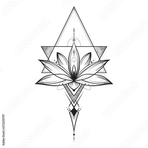 Lotus flower . Sacred geometry. Vector illustration isolated on white.