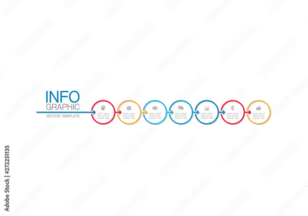 Fototapeta premium Vector iInfographic template for business, presentations, web design, 7 options.