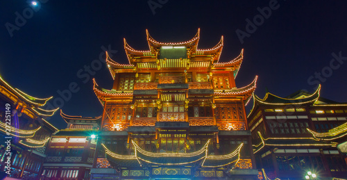 Old town Yuyuan district at night , Shanghai China