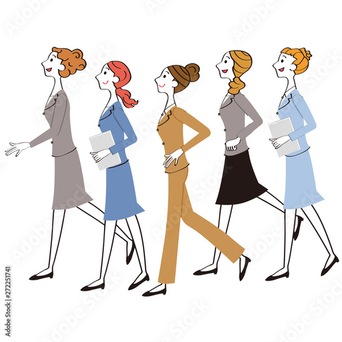 女性会社員横並び集合