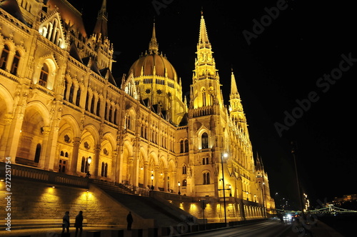 Night view of National Assembly in Budapest, Hungary.