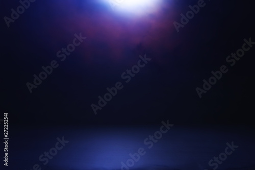 abstract dark concentrate floor scene with mist or fog  spotlight for display