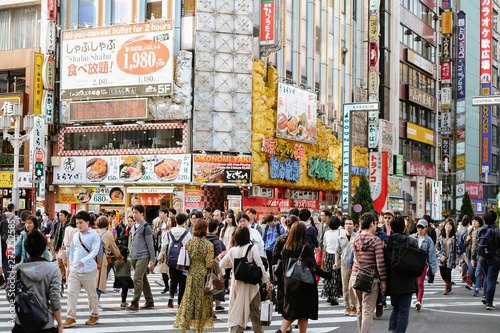 Shinjuku Tokyo, Japan - April 6 , 2019 : Kabukicho street very famous shopping center , entertainment , bar and restaurant zone