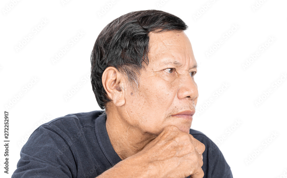 old wrinkled asian man portrait isolated on white background old wrinkled asian man portrait isolated on white background