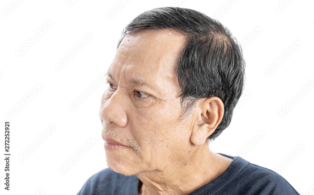 old wrinkled asian man portrait isolated on white background old wrinkled asian man portrait isolated on white background