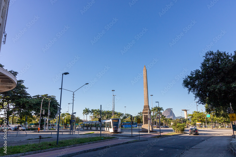 RIO DE JANEIRO, JUNE 07, 2019: Obelisk of Rio Branco Avenue, Downtown of Rio de Janeiro.