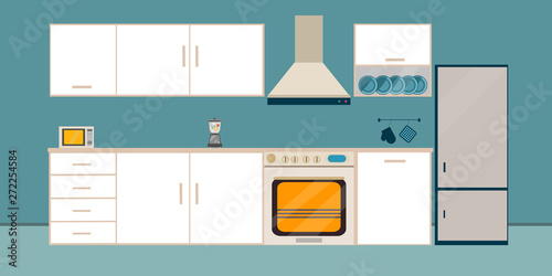 Kitchen white   interior dining flat