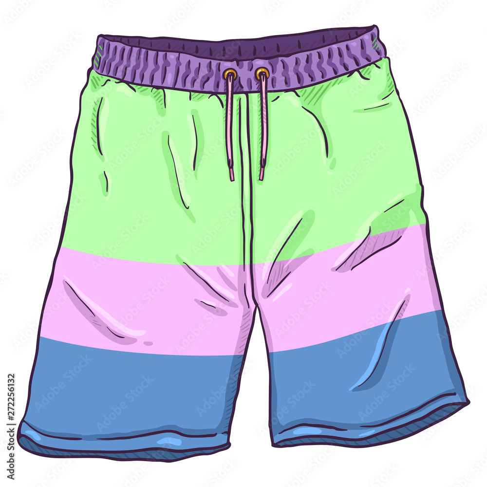 Vector Cartoon Illustration Beach Colorful Swimming Shorts Stock