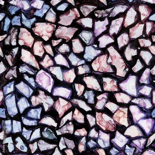 Seamless, hand made art mosaic glass texture. Acrylic, watercolor, ink.