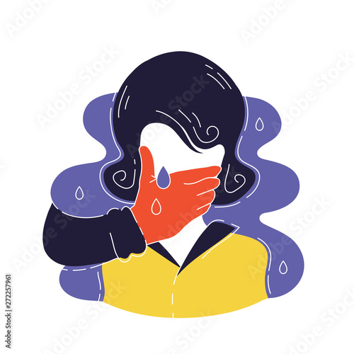 Silhouette of crying woman vector