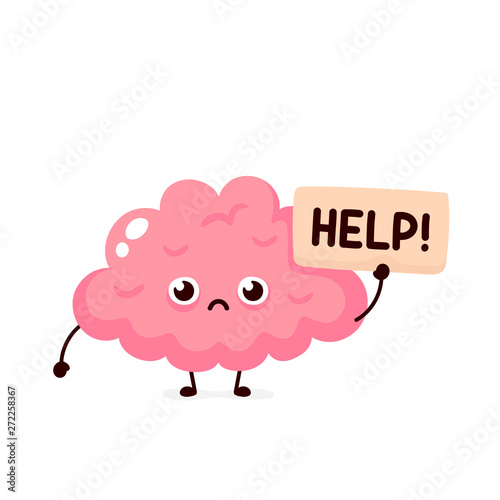 Sad suffering sick cute human brain