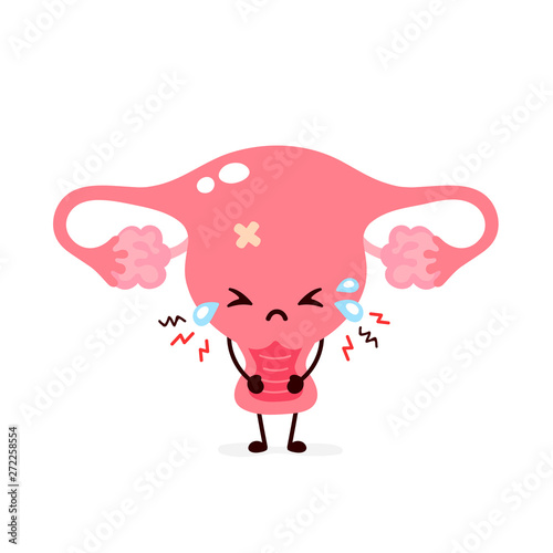 Sad suffering sick cute uterus character photo