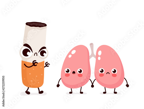 Angry scary cigarette kill lungs character
