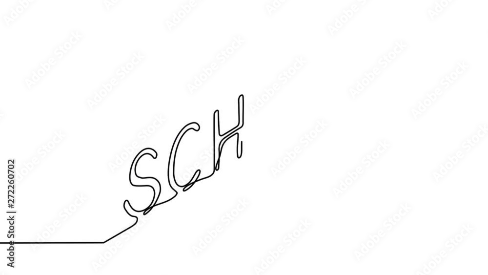 Handwritten word school in style of one isometric continuous line black color. Self drawing. Motion graphics Handwritten word school in style of one isometric continuous line black color. Self drawing. Motion graphics