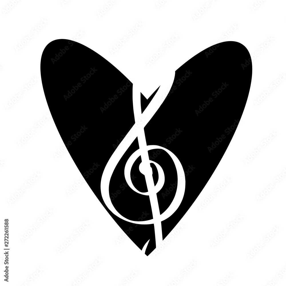 Music Clef Heart Love Music Notes. Heart of musical note. Suitable for the summer concerts, music festivals, Goa, trance, electro, disco, party, clubbing, for singers, musicians, textile, branding. Music Clef Heart Love Music Notes. Heart of musical note. Suitable for the summer concerts, music festivals, Goa, trance, electro, disco, party, clubbing, for singers, musicians, textile, branding.