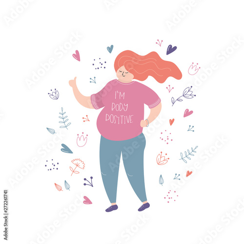Happy fat woman, weight problem,body positive concept, trendy style