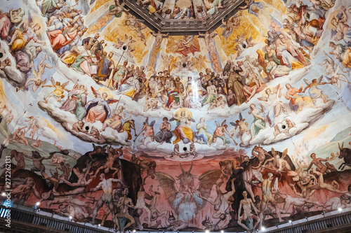 Panoramic view of Judgment Day on cupola of Cattedrale di Santa Maria del Fiore