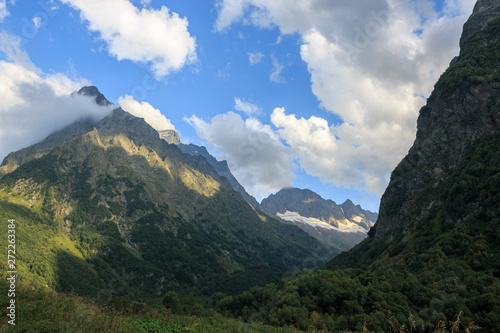 Panorama view on mountains scene in national park of Dombay, Caucasus © TravelFlow