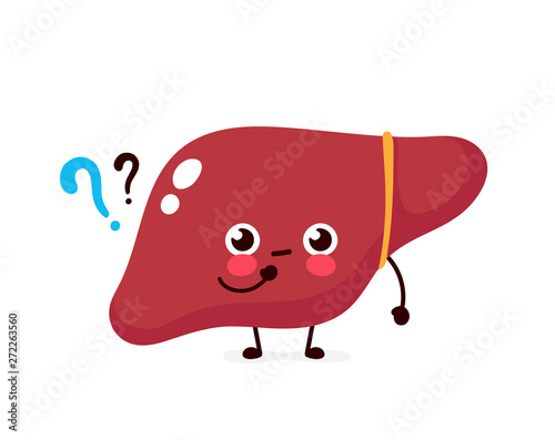Cute liver with question mark character